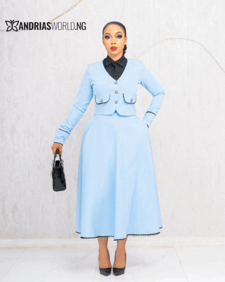 SKY BLUE THREE PIECE SKIRT SET